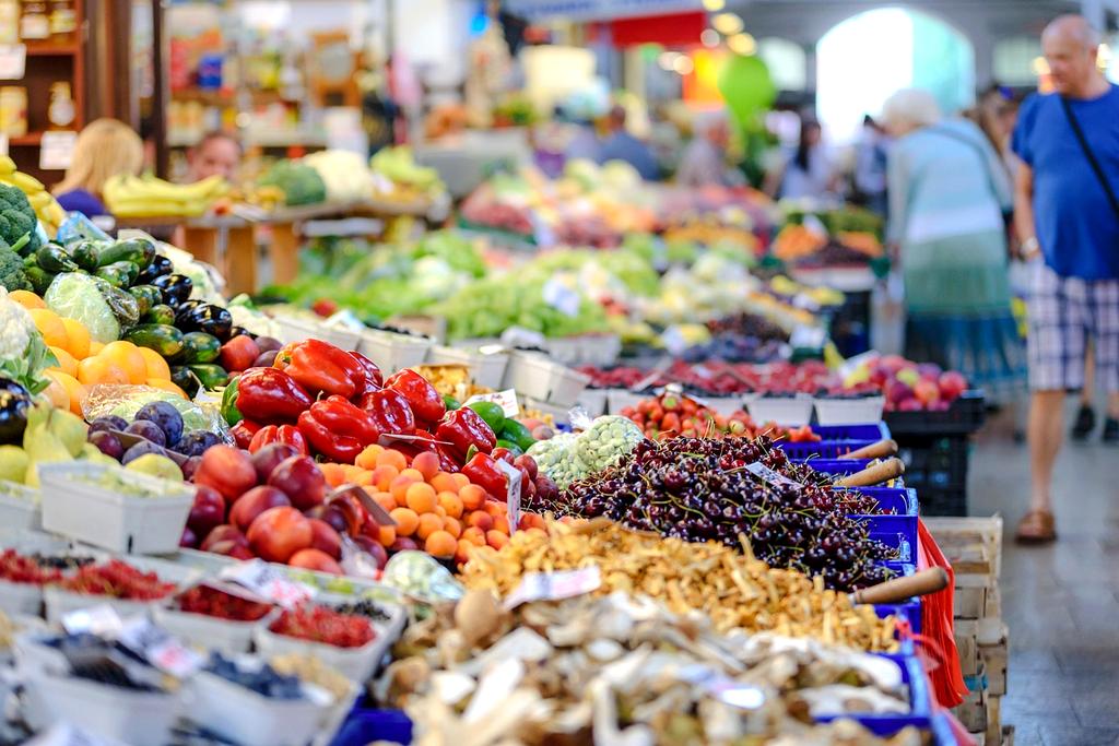 Fresh produce at a local farmers market stall